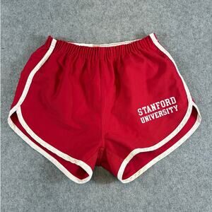 Vintage 80s Stanford University Shorts Mens Red Gym Running Athletic Size 36x38